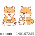 Soft serve ice cream and Shiba Inu 140167285