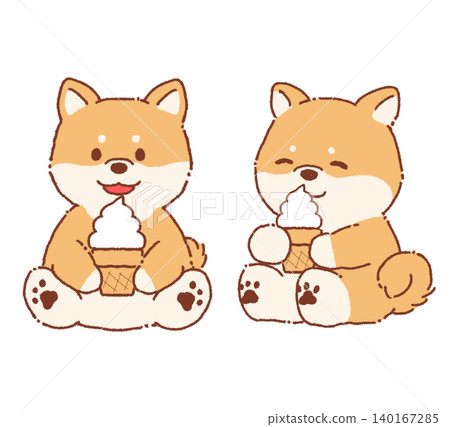 Soft serve ice cream and Shiba Inu Soft serve ice cream and Shiba Inu 140167285