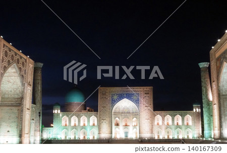 Registan Square illuminated at night 140167309