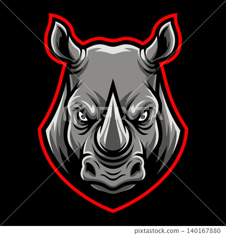 Rhino Head Illustration Character Vector Logo Template 140167880