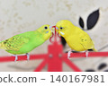 Lime and Melon, two budgies who are good friends. 140167981