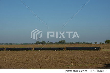 Gas pipeline construction, La Pampa province , Patagonia, Argentina. Gas pipeline construction, La Pampa province , Patagonia, Argentina. 140168098