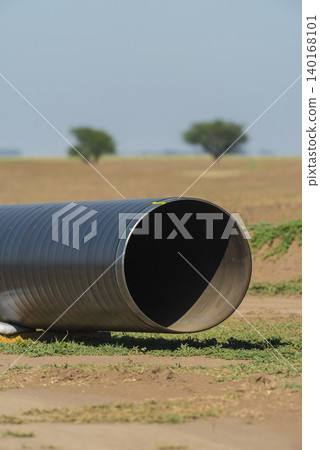 Gas pipeline construction, La Pampa province , Patagonia, Argentina. Gas pipeline construction, La Pampa province , Patagonia, Argentina. 140168101