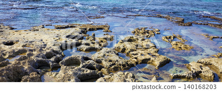 Rocky seashore. Rosh Hanikra Sea Reserve. Israel 140168203