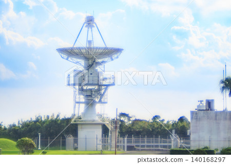 A view of the Masuda Space Communications Center's parabolic antenna through an old lens. A view of the Masuda Space Communications Center's parabolic antenna through an old lens. 140168297