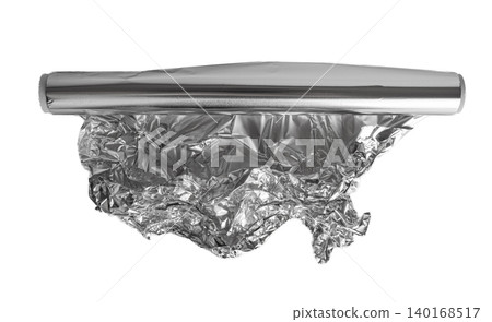 Aluminium Foil Roll, Aluminum Paper Isolated, Silver Cooking Foil, Light Metal Sheet 140168517