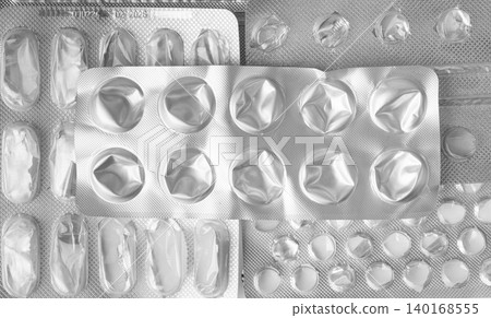 Empty medicine blister, used pill pack Empty medicine blister, used pill pack 140168555