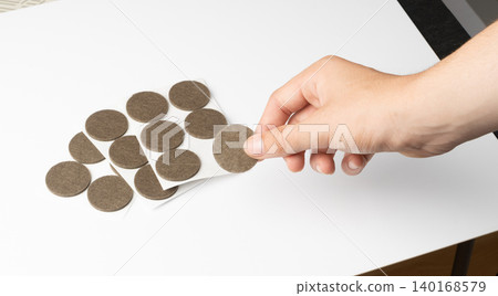 Adhesive Felt Pads Floor Protectors Isolated, Anti-Skid Felt Stickers for Chair Legs, Anti-Noise Coating Adhesive Felt Pads Floor Protectors Isolated, Anti-Skid Felt Stickers for Chair Legs, Anti-Noise Coating 140168579