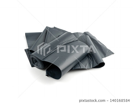 Garbage Bag Roll Isolated. Trash Package, New Rolled Plastic Bin Bags, Black Polyethylene Waste Container Garbage Bag Roll Isolated. Trash Package, New Rolled Plastic Bin Bags, Black Polyethylene Waste Container 140168584