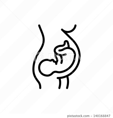 Embryo in woman's belly. Gynecology, reproductive. Thin line icon. Vector illustration. Embryo in woman's belly. Gynecology, reproductive. Thin line icon. Vector illustration. 140168847