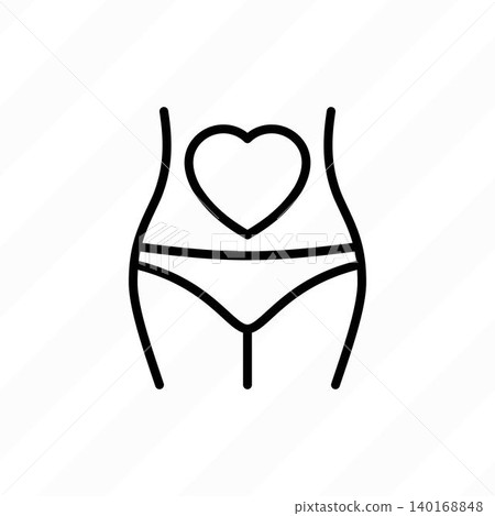 Save baby thin line icon. Pregnancy. Woman stomach with heart. Vector illustration. Save baby thin line icon. Pregnancy. Woman stomach with heart. Vector illustration. 140168848