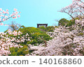 愛知縣犬山市的犬山城和櫻花。 140168860