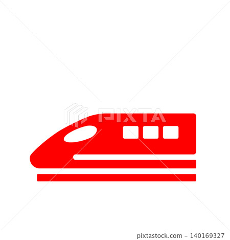 一個簡單的紅色新幹線圖標，方便用於旅行和車站資訊查詢。 140169327