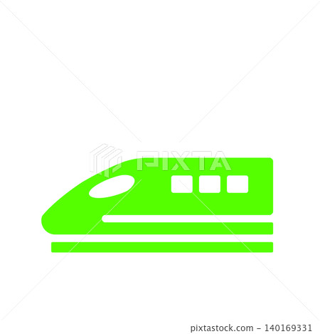 一個簡單的新幹線圖示（綠色），方便用於旅行和車站資訊查詢。 140169331