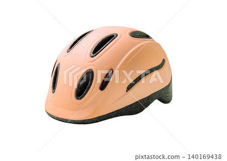 A stock photo of an orange child's bicycle helmet with a transparent background. A stock photo of an orange child's bicycle helmet with a transparent background. 140169438
