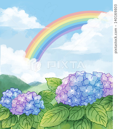 繡球花、彩虹和繡球花壁紙 140169803