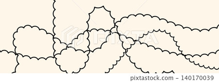 Chaotic line abstract pattern, wavy doodle thread vector background 140170039