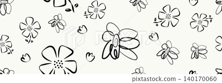 Simple doodle flowers seamless pattern Simple doodle flowers seamless pattern 140170060