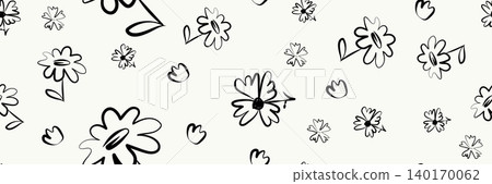 Simple doodle flowers seamless pattern Simple doodle flowers seamless pattern 140170062
