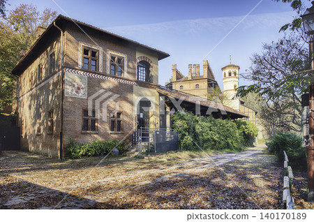 Medieval village in Valentino Park, Turin, Italy, during autumn 140170189