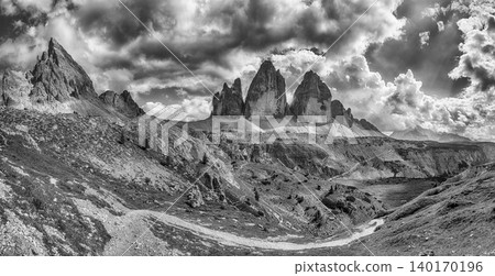 View of Paternkofel  and the Tre Cime di Lavaredo, Italy 140170196