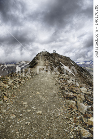 Rocky ridge leading to observation platform on Schnalstal Glacier, Italy 140170200