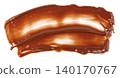 Smear of glossy chocolate or hazelnut spread isolated. Professional top view of a rich brown creamy texture stroke. Perfect for bakery, dessert, and food packaging design. 140170767