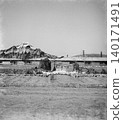 Old photograph, 1943, Manchuria during the Second Sino-Japanese War, Mishan, Dong'an Province (present-day Heilongjiang Province), barracks of the 3108th Manchurian Unit. 140171491