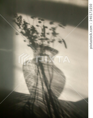 Minimalist still life with a flower vase shadow in soft nude tones. Minimalist still life with a flower vase shadow in soft nude tones. 140171850