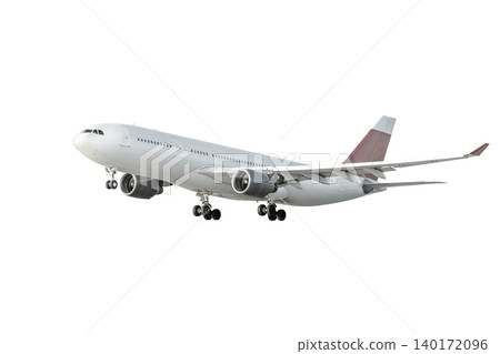 Big wide body passenger airliner take off isolated on white background 140172096