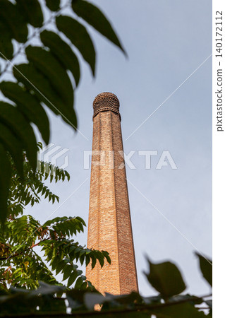 Historic Brick Smokestack of an Abandoned Cheese Factory 140172112