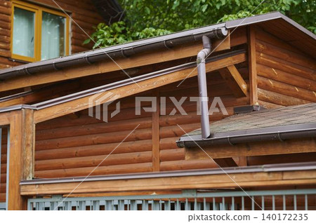 Beautiful wooden architecture showcasing craftsmanship in a serene forest setting Beautiful wooden architecture showcasing craftsmanship in a serene forest setting 140172235