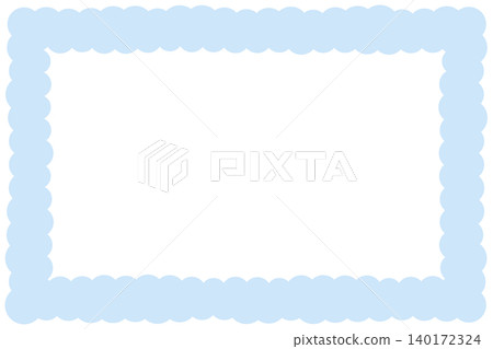 Fluffy baby blue pastel frame, soft and cute hand-drawn style decorative frame, blue Fluffy baby blue pastel frame, soft and cute hand-drawn style decorative frame, blue 140172324
