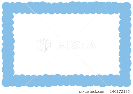 Fluffy sky-blue pastel frame, soft and cute hand-drawn style decorative frame, blue Fluffy sky-blue pastel frame, soft and cute hand-drawn style decorative frame, blue 140172325