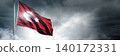 Turkish flag waving in the blue, cloudy sky.	 140172331
