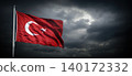 Turkish flag with dark clouds 140172332