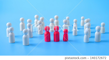 White and red Wooden figures on background,Recruitment employee concept. 140172672