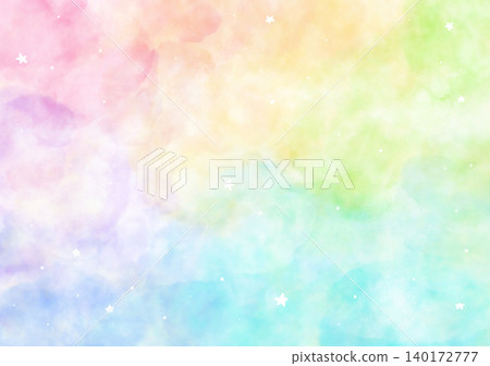 Watercolor-style pastel rainbow glitter dreamy cute star glitter background texture illustration 140172777