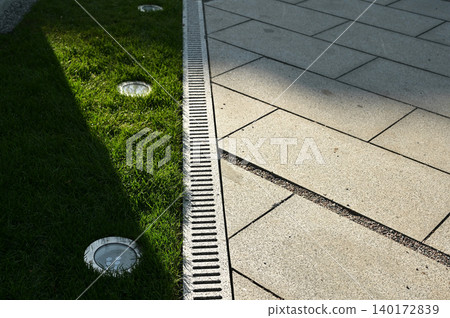 Bright pathway with green grass and modern design Bright pathway with green grass and modern design 140172839