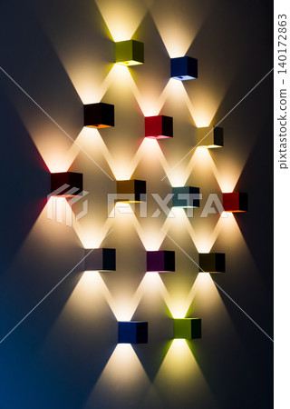 Colorful, creative wall installation lights Colorful, creative wall installation lights 140172863
