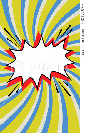 Comic starburst banner with jagged copy space shape and lime green spiral background. Dynamic retro vector background for promo posters, discount ads, marketing banners Comic starburst banner with jagged copy space shape and lime green spiral background. Dynamic retro vector background for promo posters, discount ads, marketing banners 140172970