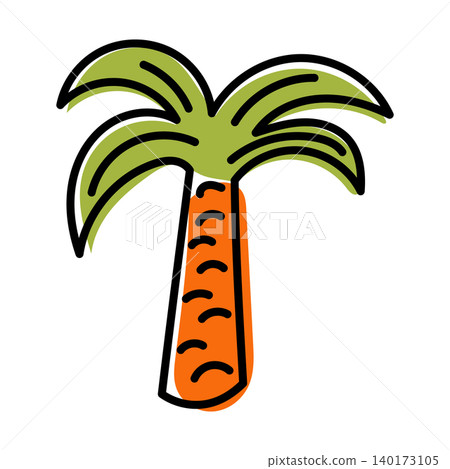 Minimalist palm tree icon with bold outlines and cheerful colors Minimalist palm tree icon with bold outlines and cheerful colors 140173105