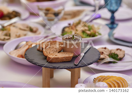 Delightful dining experience with gourmet spreads Delightful dining experience with gourmet spreads 140173162