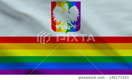 Poland LGBTQ Pride Flag Fabric Texture Concept Poland LGBTQ Pride Flag Fabric Texture Concept 140173303