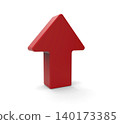 Red upward arrow on white background 140173385