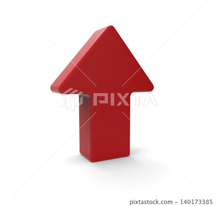 Red upward arrow on white background Red upward arrow on white background 140173385