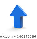 Blue upward arrow on white background 140173386