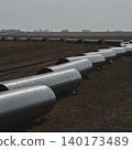 Gas pipeline construction, La Pampa province , Patagonia, Argentina. 140173489