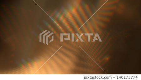 Abstract RGB prism lens flare with colorful light refraction and optical distortion. Creative cinematic background suitable for visual effects, overlays and modern digital design. 140173774