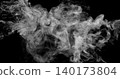 Delicate white smoke wisps drifting across a dark background. Atmospheric abstract texture with soft swirling patterns, ideal for creative design, overlays and visual effects projects. 140173804